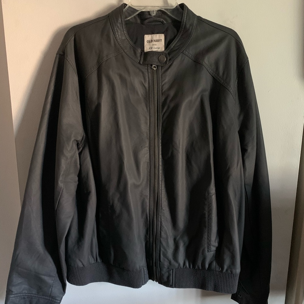 Old navy faux gray leather jacket  size xxl